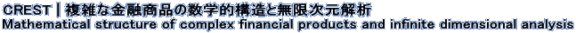 CREST | 複雑な金融商品の数学的構造と無限次元解析 Mathematical structure of complex financial products and infinite dimensional analysis